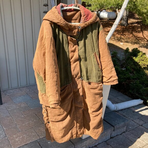 Unique-100% Linen Cotton Quilted Coat, One Size (loose fit), Photo Colors - Picture 1 of 13